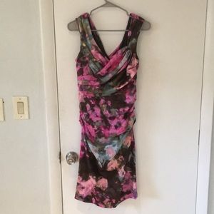 Watercolor floral print cocktail dress